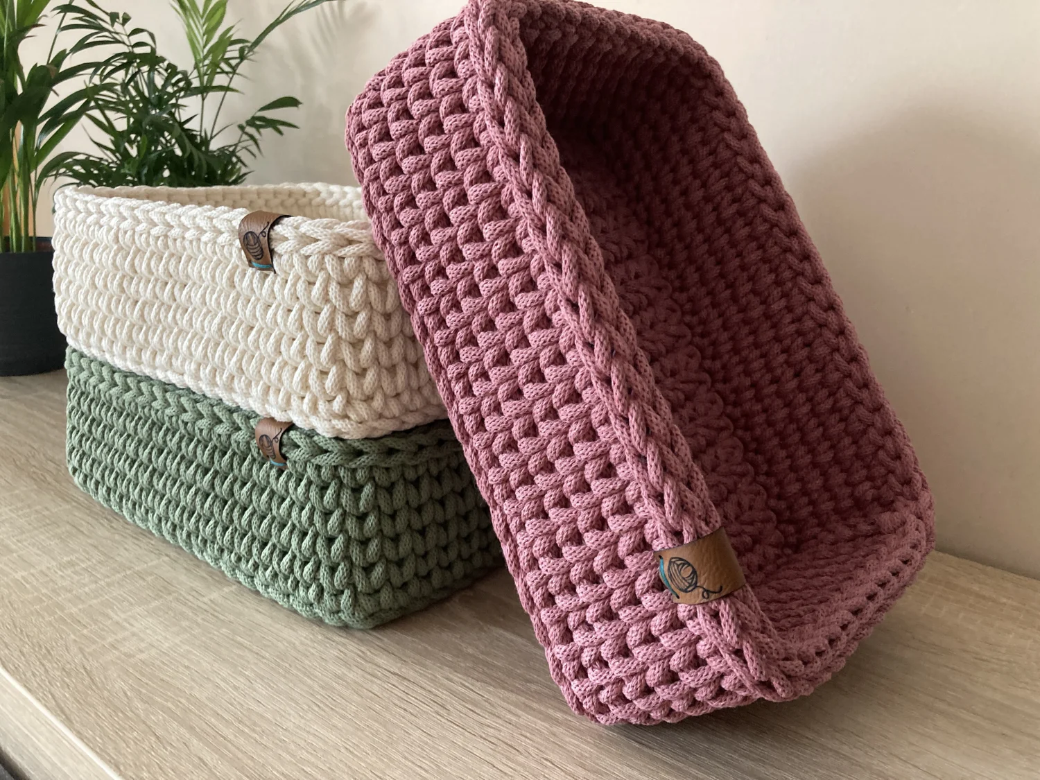 Koszyki prostokątne ze sznurka bawełnianego