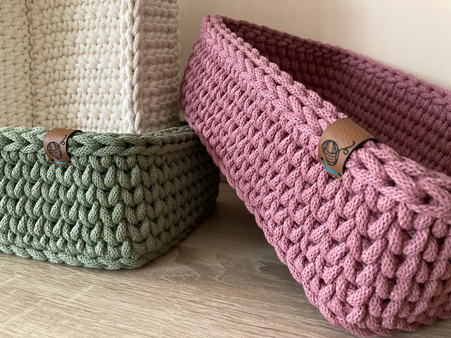 Koszyki prostokątne ze sznurka bawełnianego