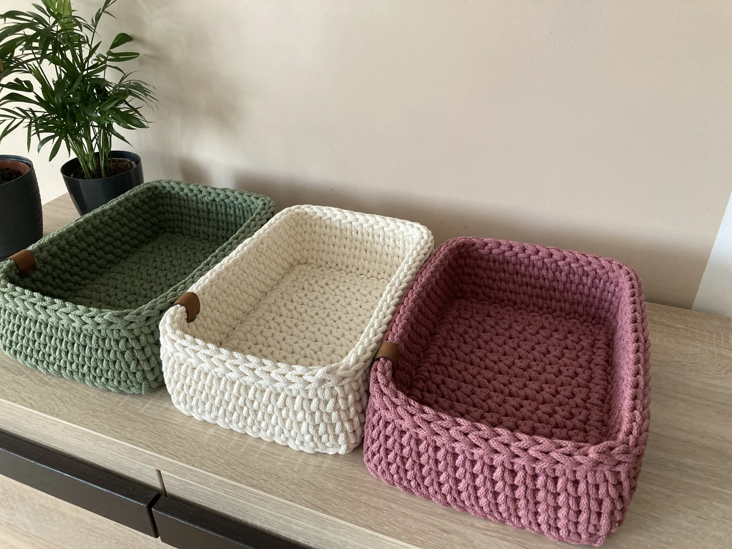 Koszyki prostokątne ze sznurka bawełnianego