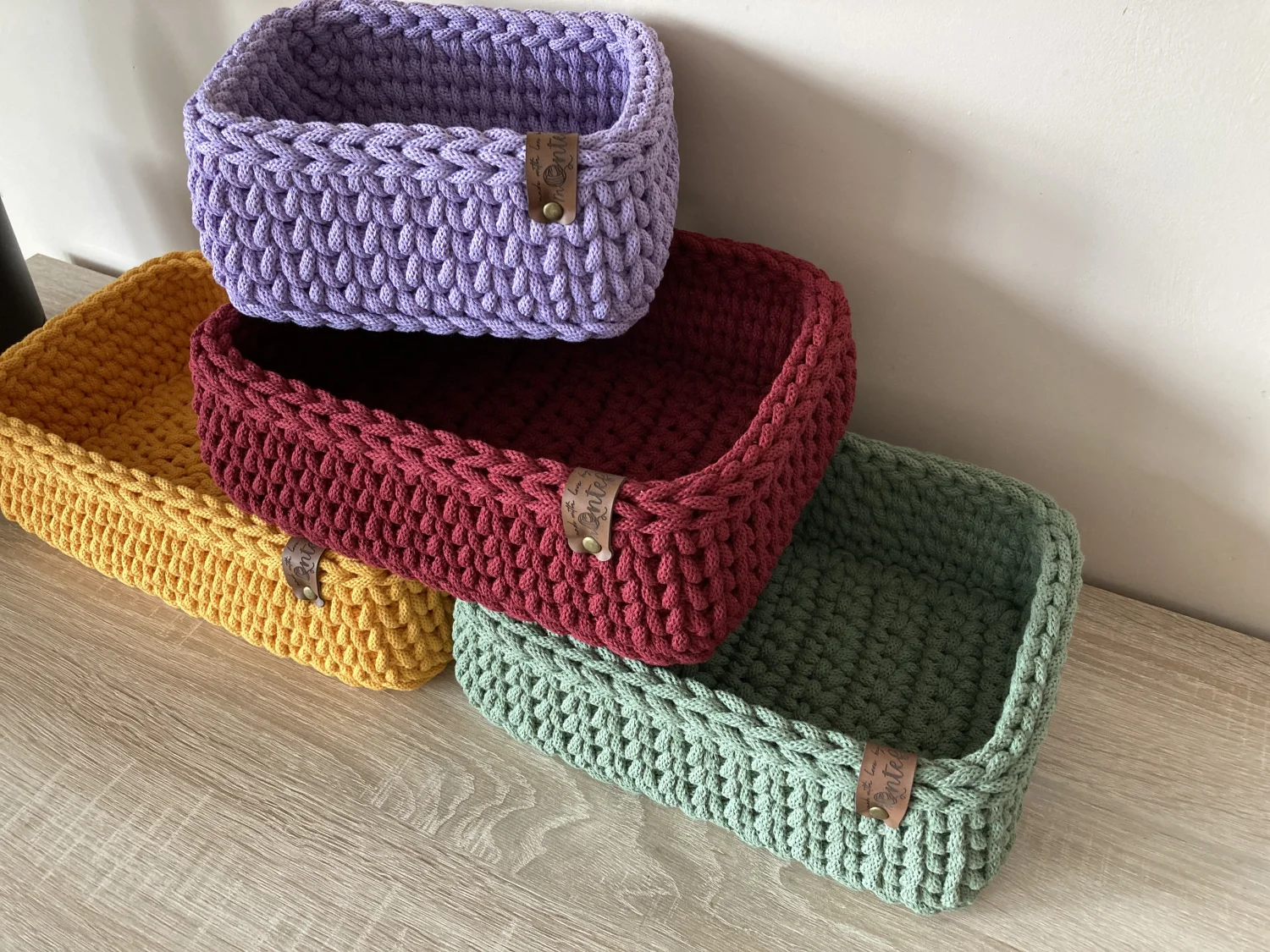 Koszyki prostokątne ze sznurka bawełnianego