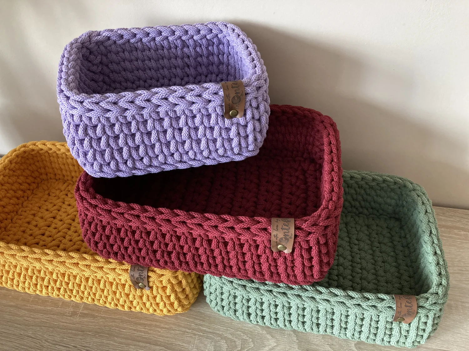 Koszyki prostokątne ze sznurka bawełnianego