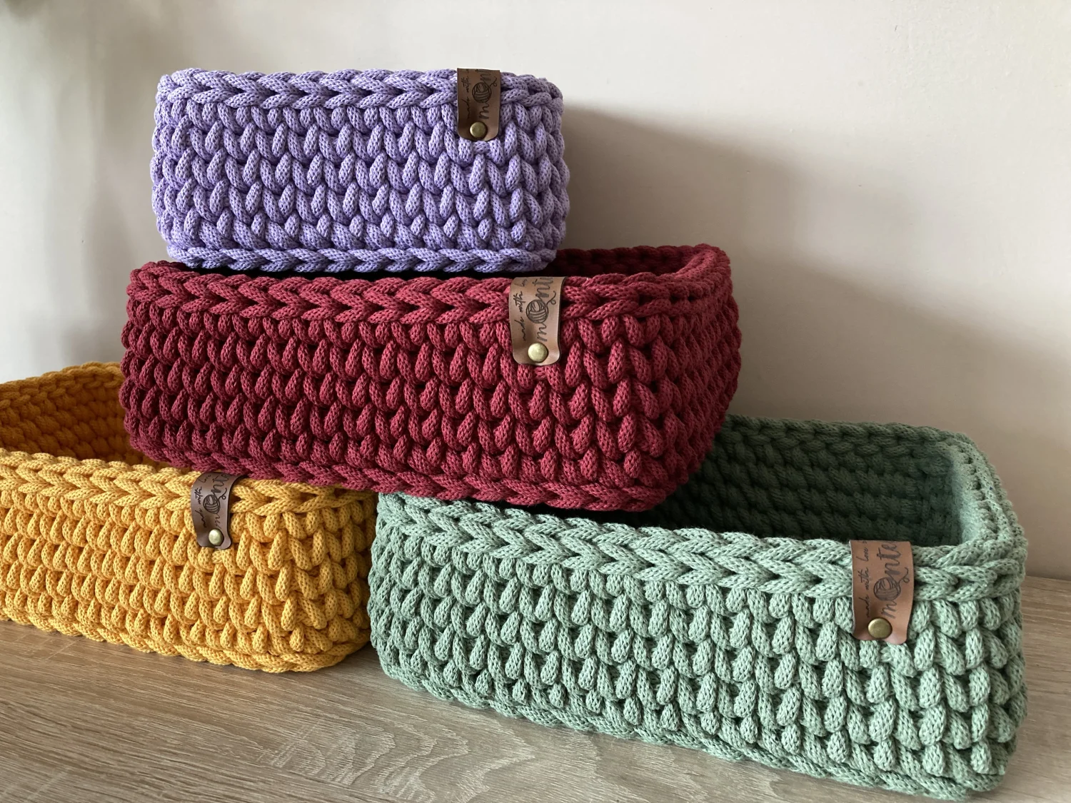 Koszyki prostokątne ze sznurka bawełnianego