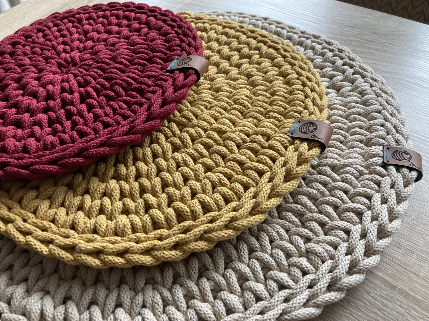 Podkładki stołowe KNIT ze sznurka bawełnianego