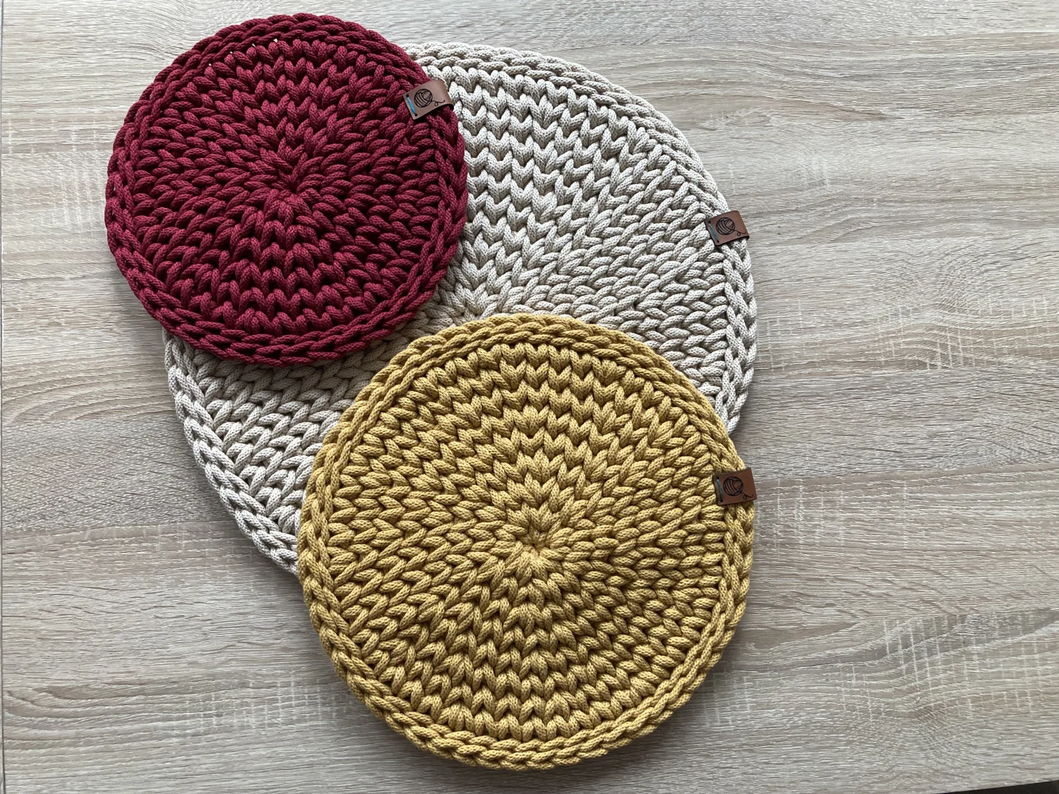 Podkładki stołowe KNIT ze sznurka bawełnianego