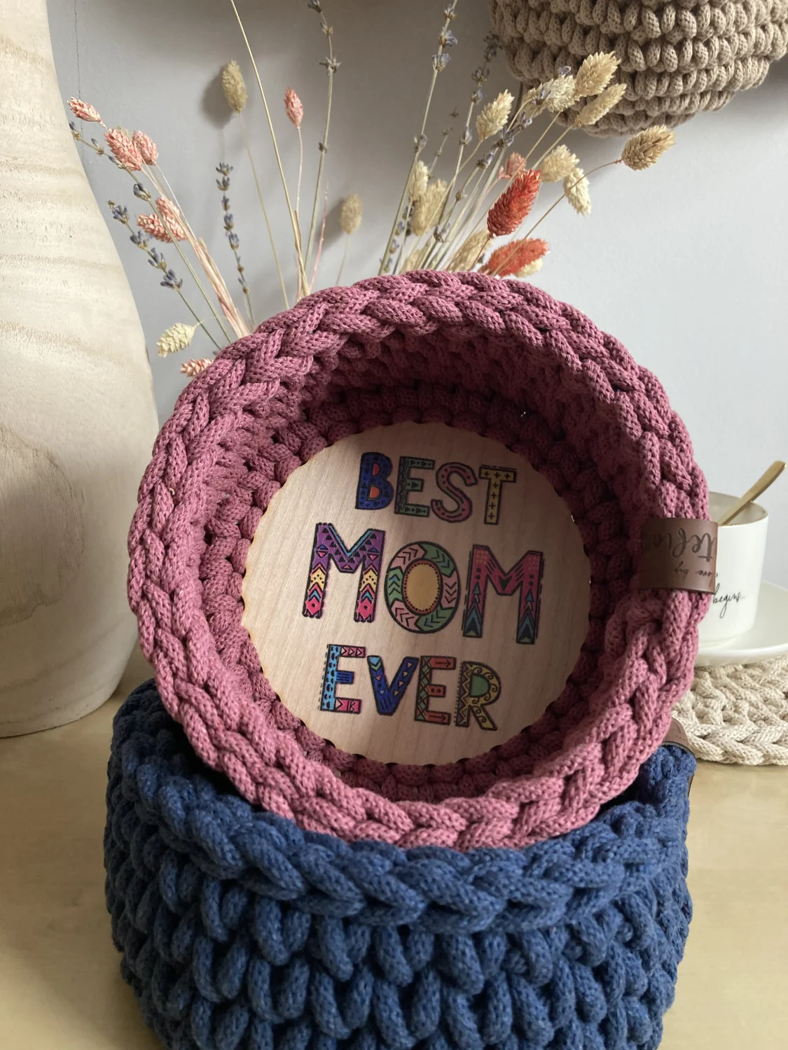 Koszyk dekoracyjny 17 cm | drewniane dno | DZIKA RÓŻA