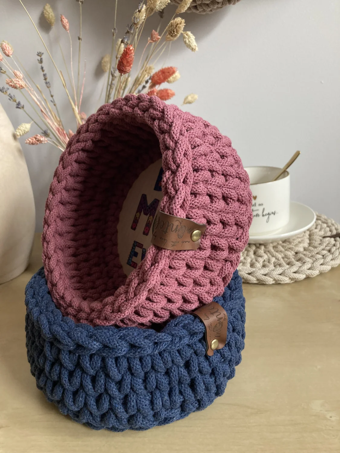 Koszyk dekoracyjny 17 cm | drewniane dno | DZIKA RÓŻA