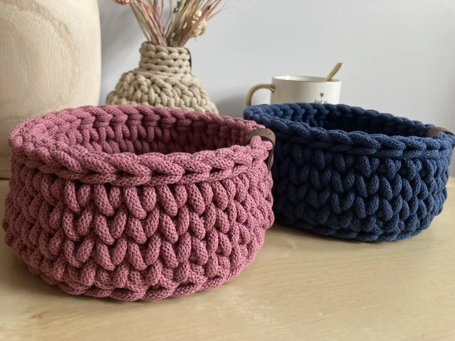 Koszyk dekoracyjny 17 cm | drewniane dno | DZIKA RÓŻA