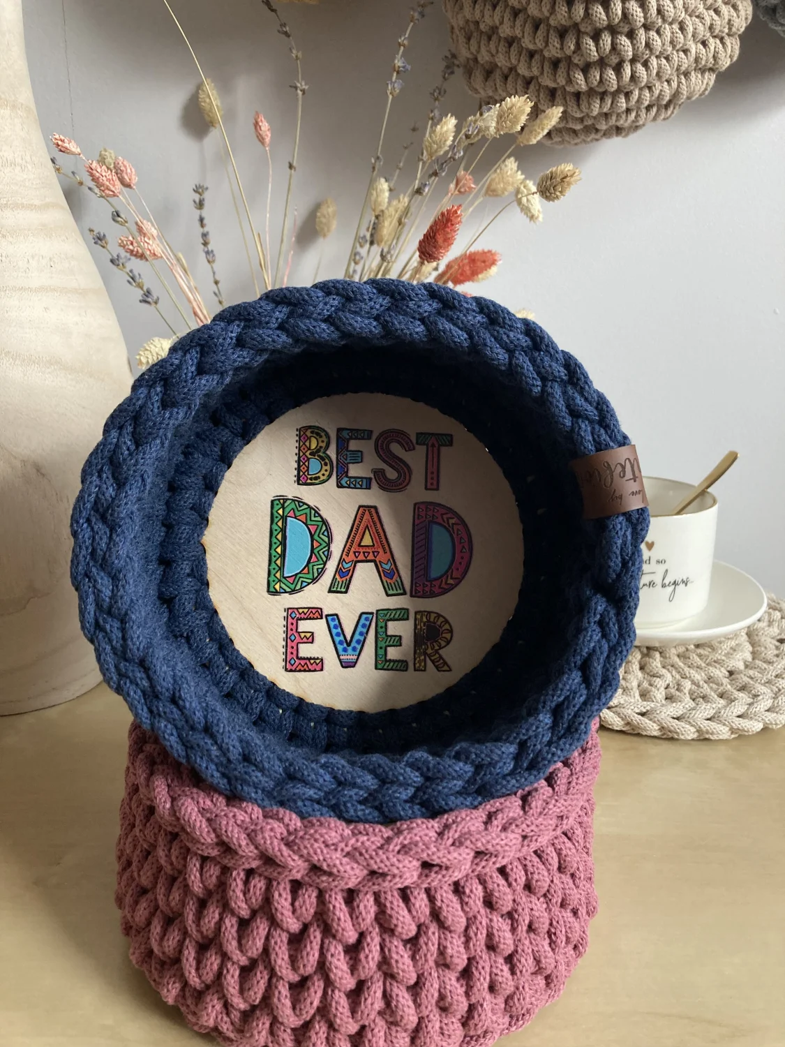 Koszyk dekoracyjny 17 cm | drewniane dno | JEANS