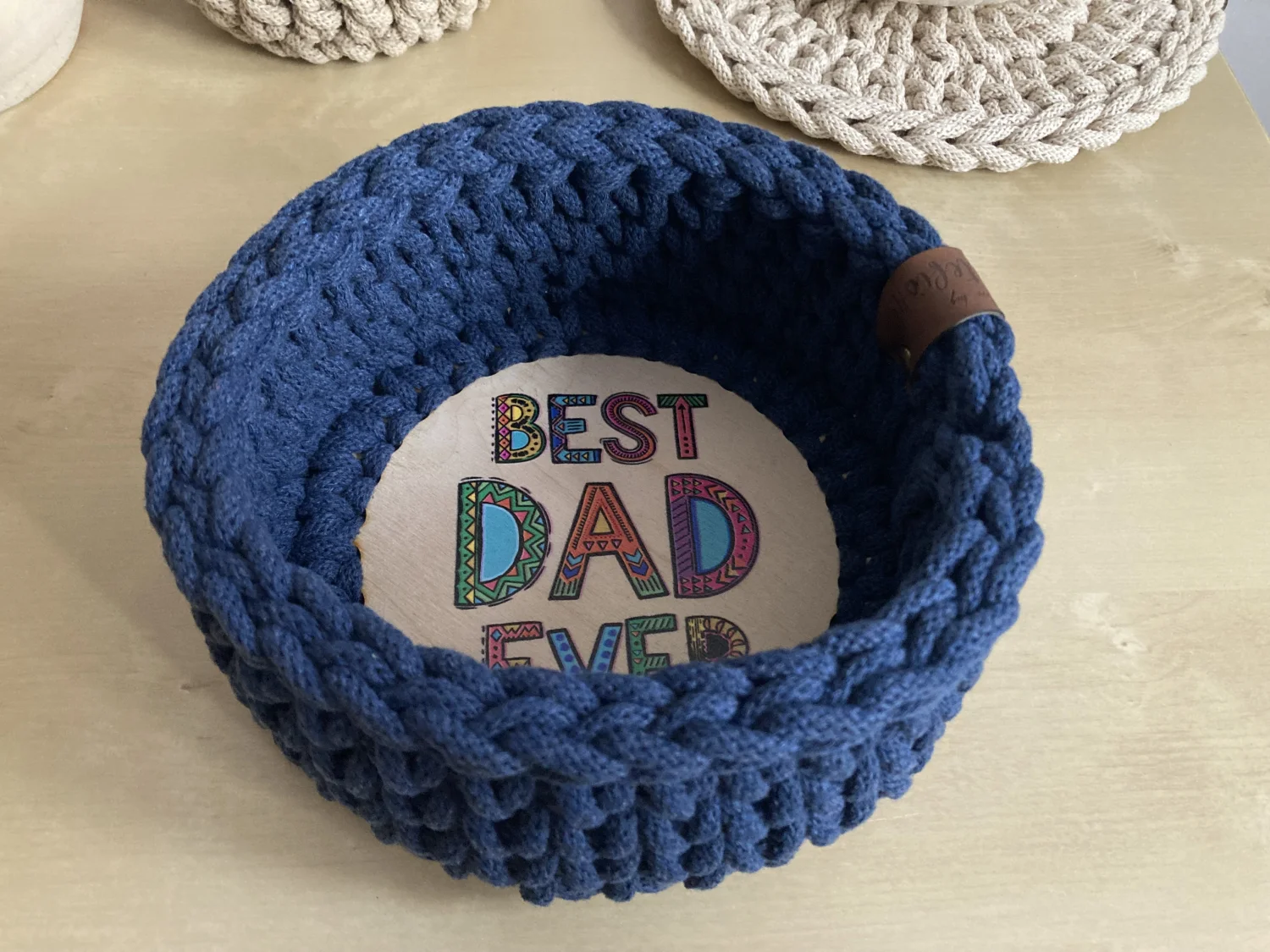 Koszyk dekoracyjny 17 cm | drewniane dno | JEANS