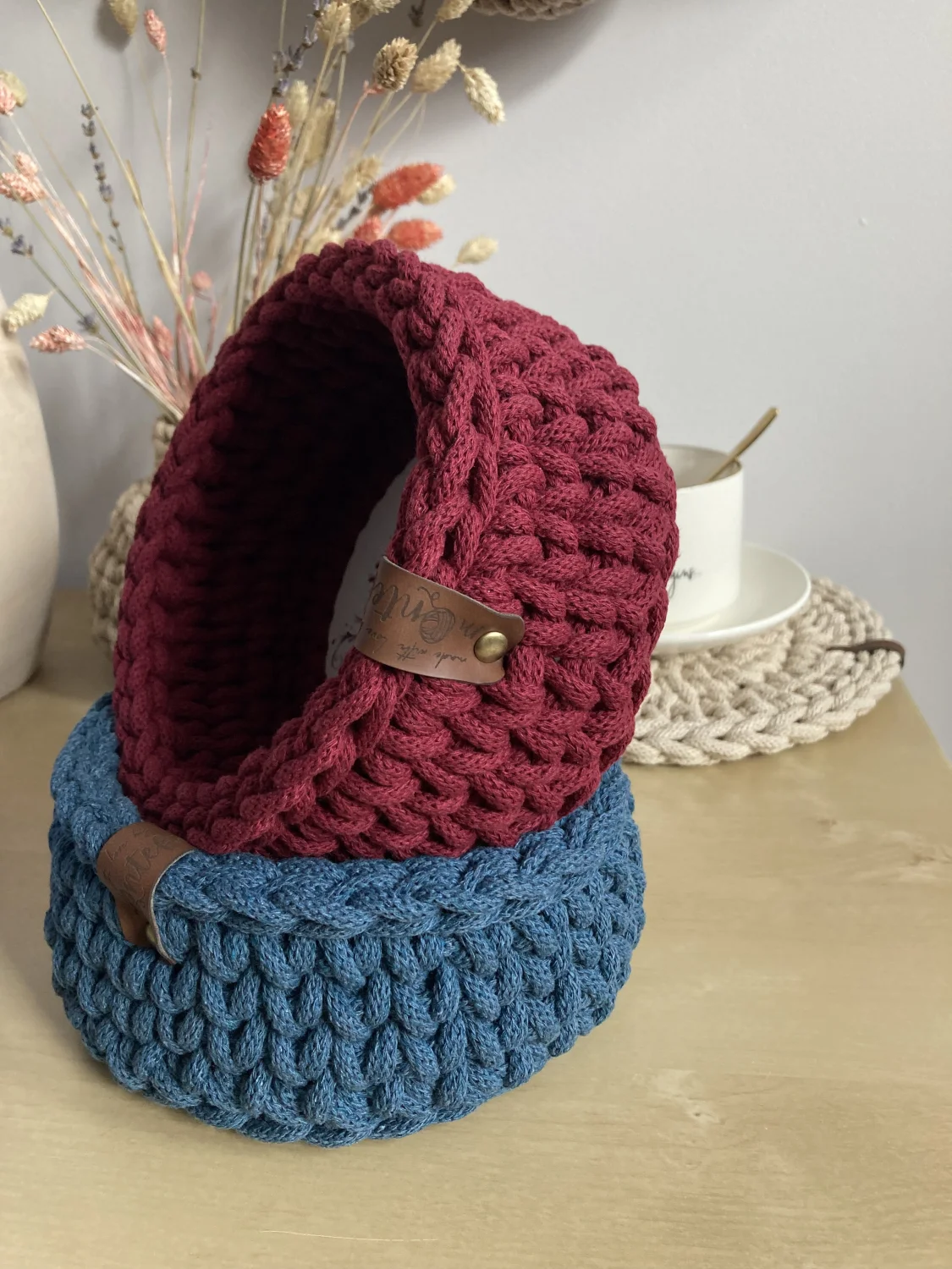 Koszyk dekoracyjny 17 cm | drewniane dno | BORDO