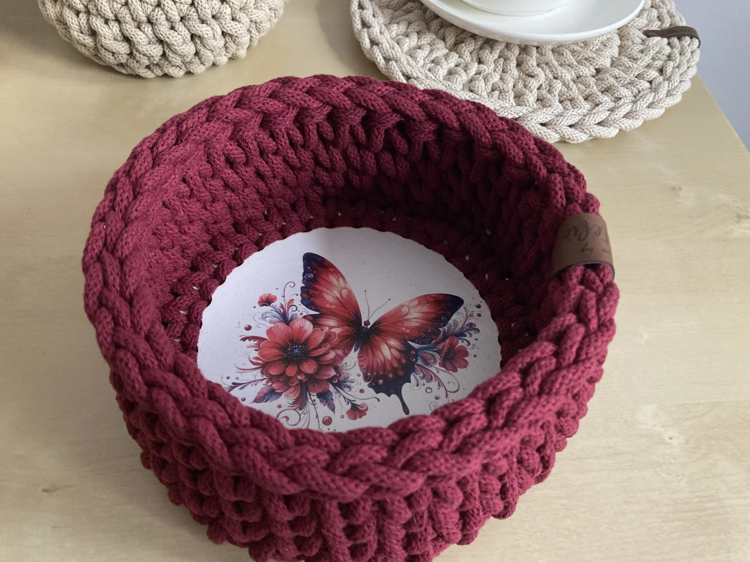 Koszyk dekoracyjny 17 cm | drewniane dno | BORDO