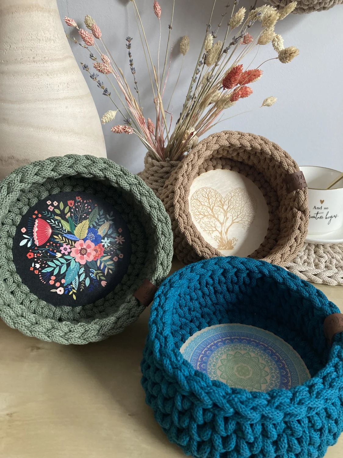 Koszyk dekoracyjny 17 cm | drewniane dno | OLIWKA