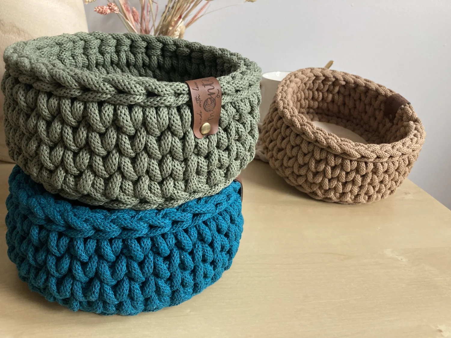 Koszyk dekoracyjny 17 cm | drewniane dno | OLIWKA