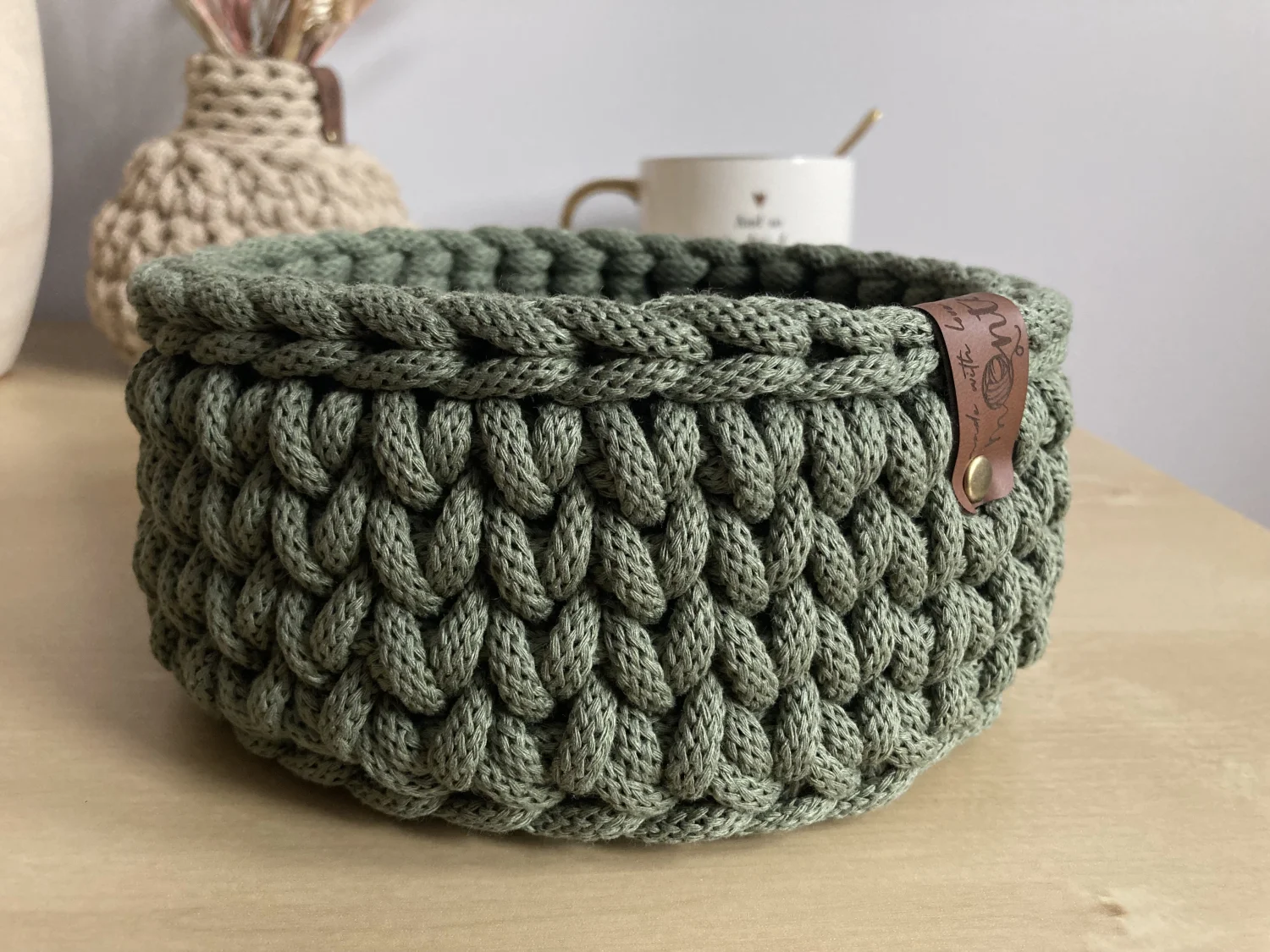 Koszyk dekoracyjny 17 cm | drewniane dno | OLIWKA