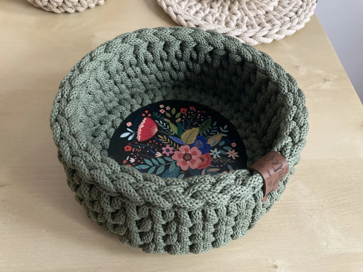 Koszyk dekoracyjny 17 cm | drewniane dno | OLIWKA