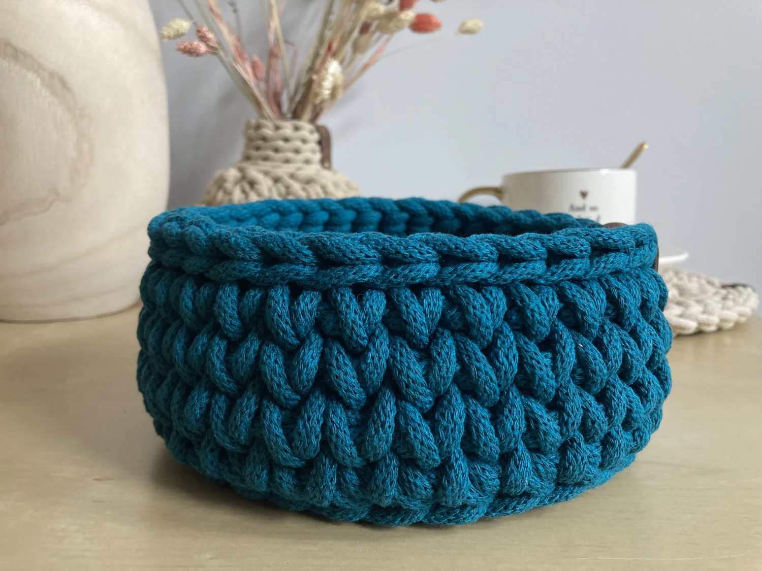 Koszyk dekoracyjny 17 cm | drewniane dno | SZMARAGD