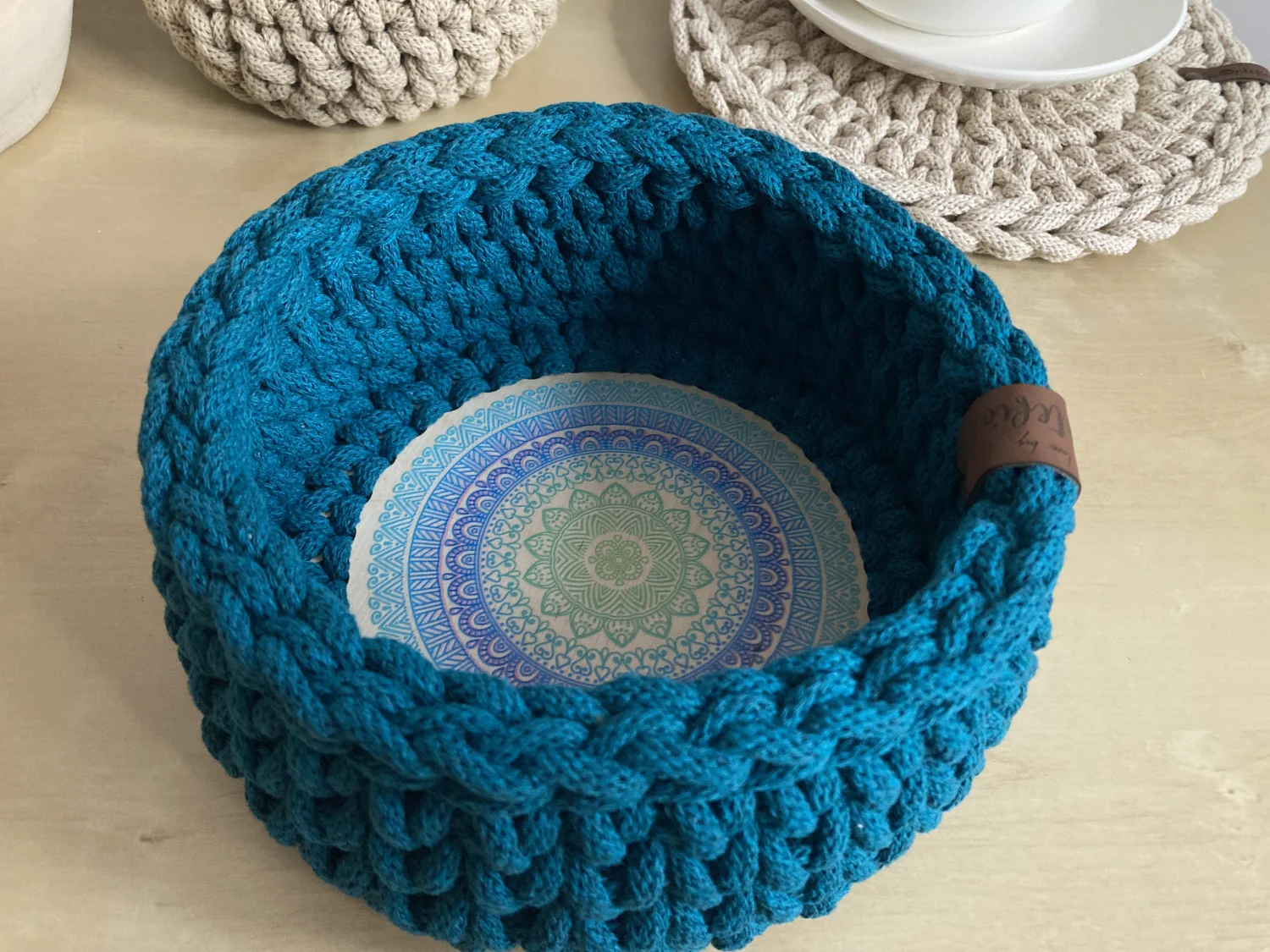 Koszyk dekoracyjny 17 cm | drewniane dno | SZMARAGD