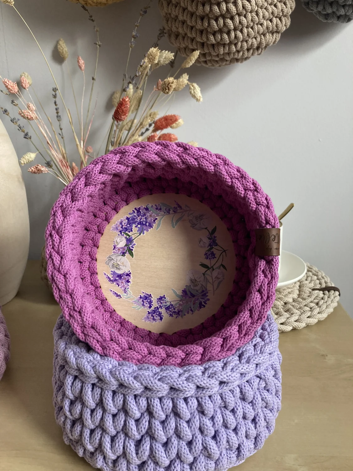 Koszyk dekoracyjny 17 cm | drewniane dno | ORCHIDEA