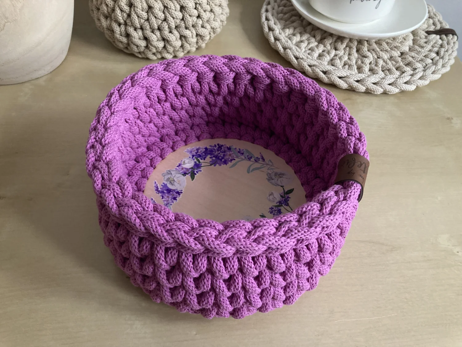 Koszyk dekoracyjny 17 cm | drewniane dno | ORCHIDEA