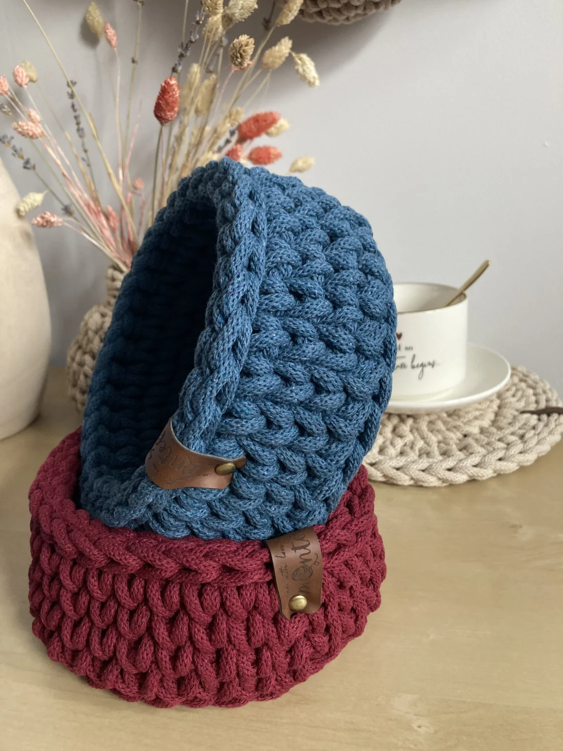 Koszyk dekoracyjny 17 cm | drewniane dno | PETROL