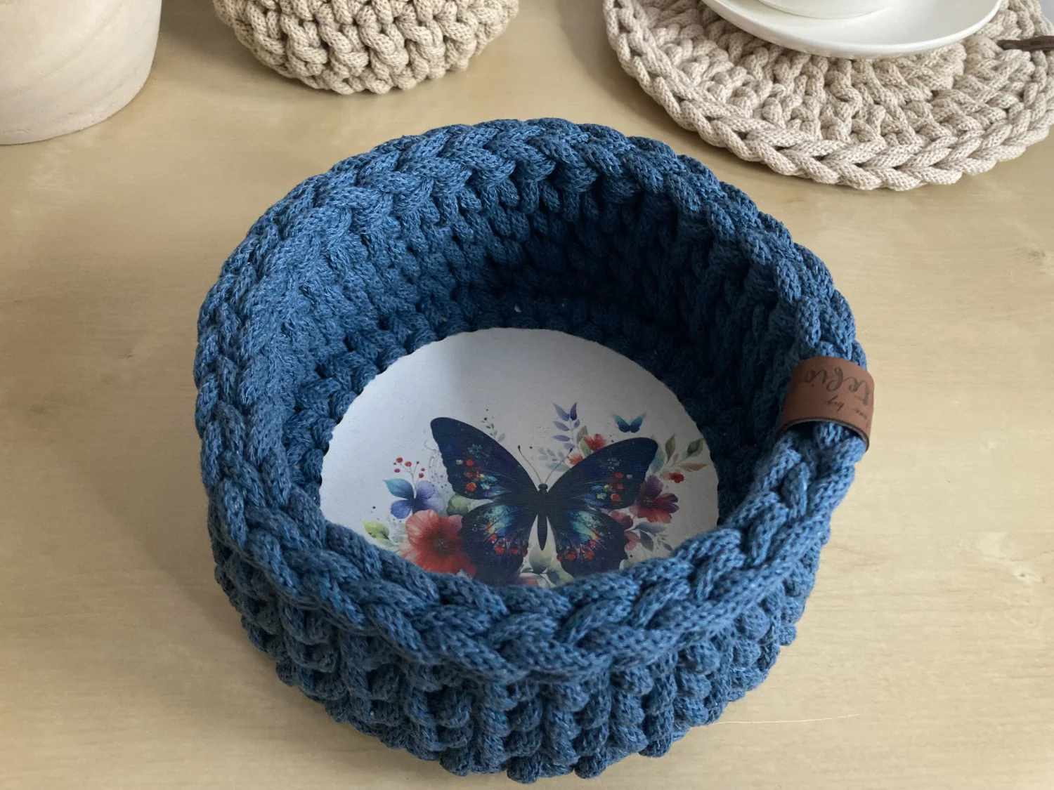 Koszyk dekoracyjny 17 cm | drewniane dno | PETROL