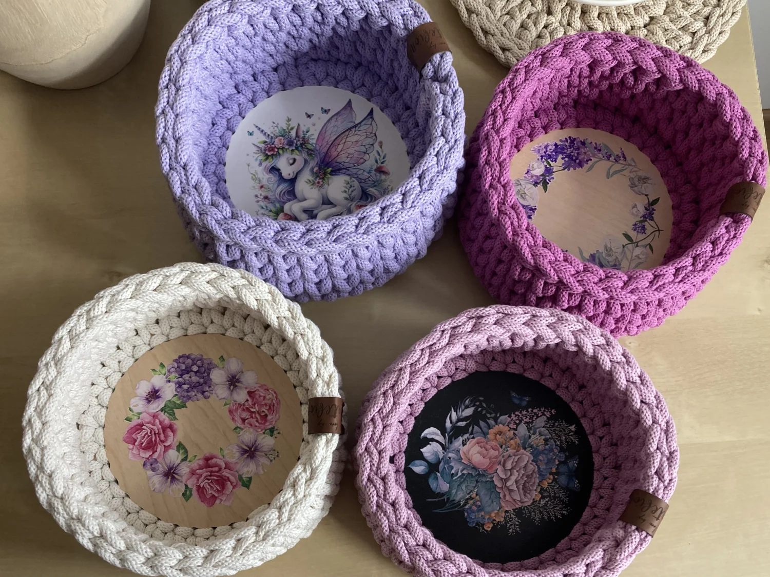 Koszyk dekoracyjny 17 cm | drewniane dno | LAWENDA