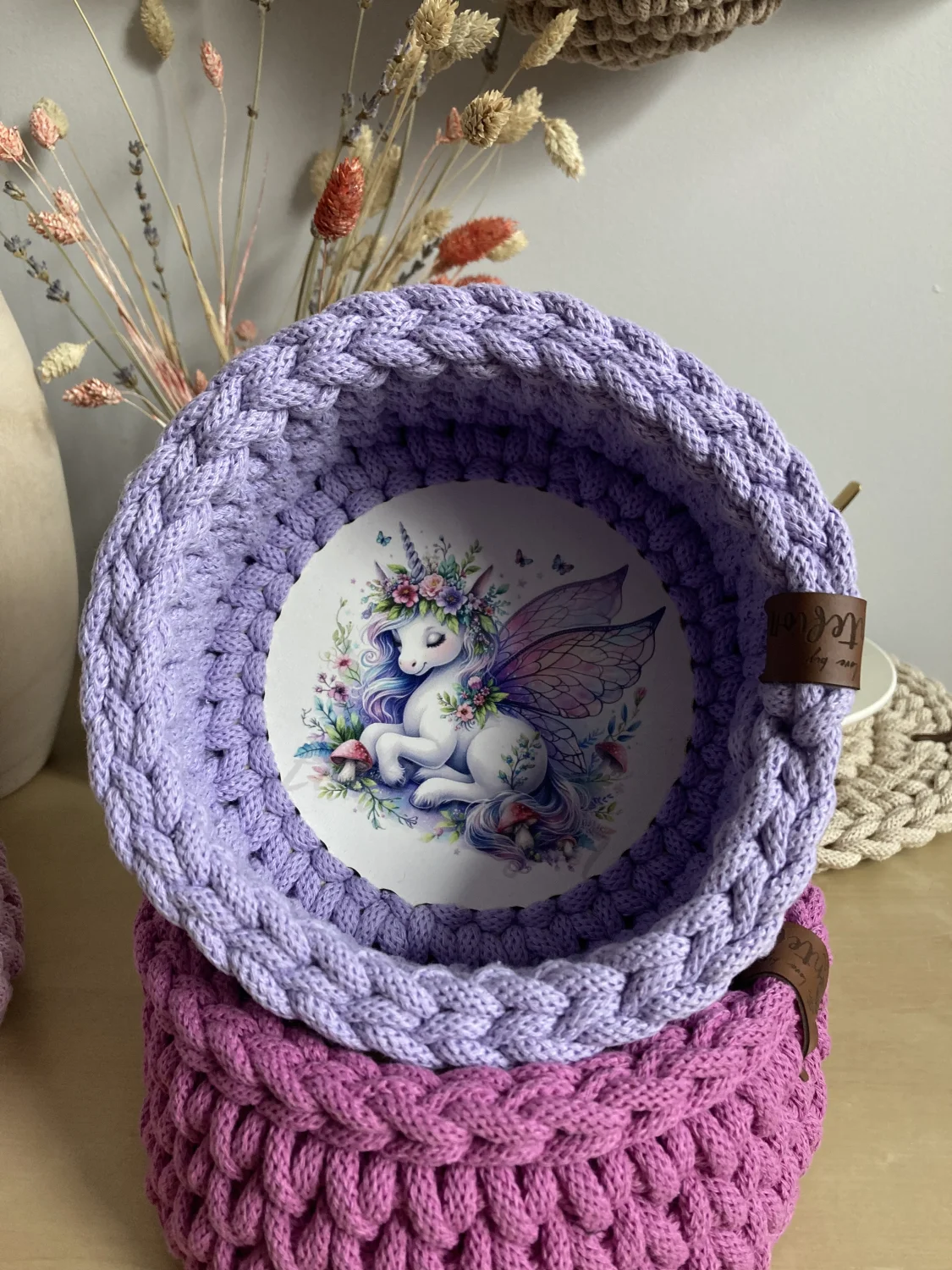 Koszyk dekoracyjny 17 cm | drewniane dno | LAWENDA