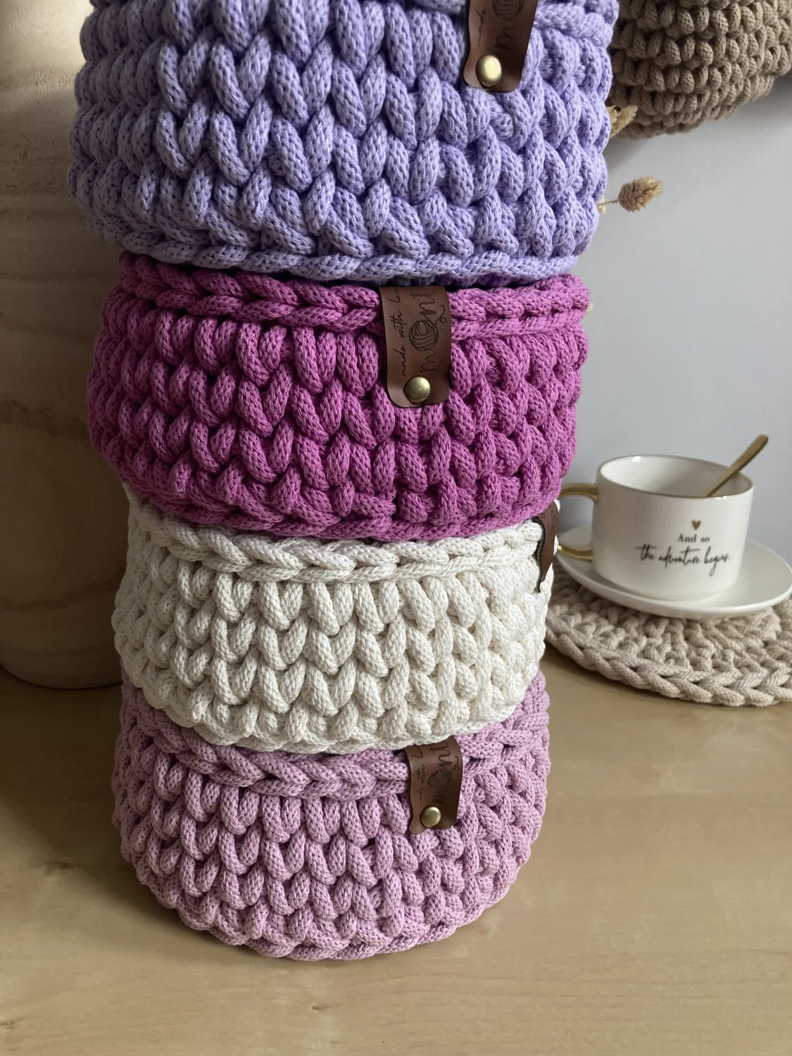 Koszyk dekoracyjny 17 cm | drewniane dno | LAWENDA