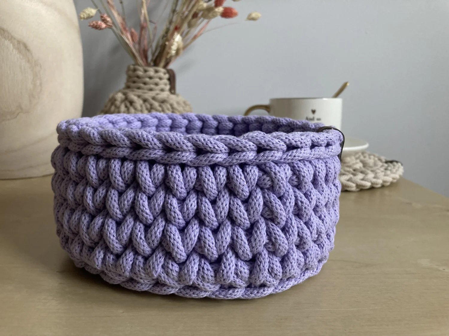 Koszyk dekoracyjny 17 cm | drewniane dno | LAWENDA