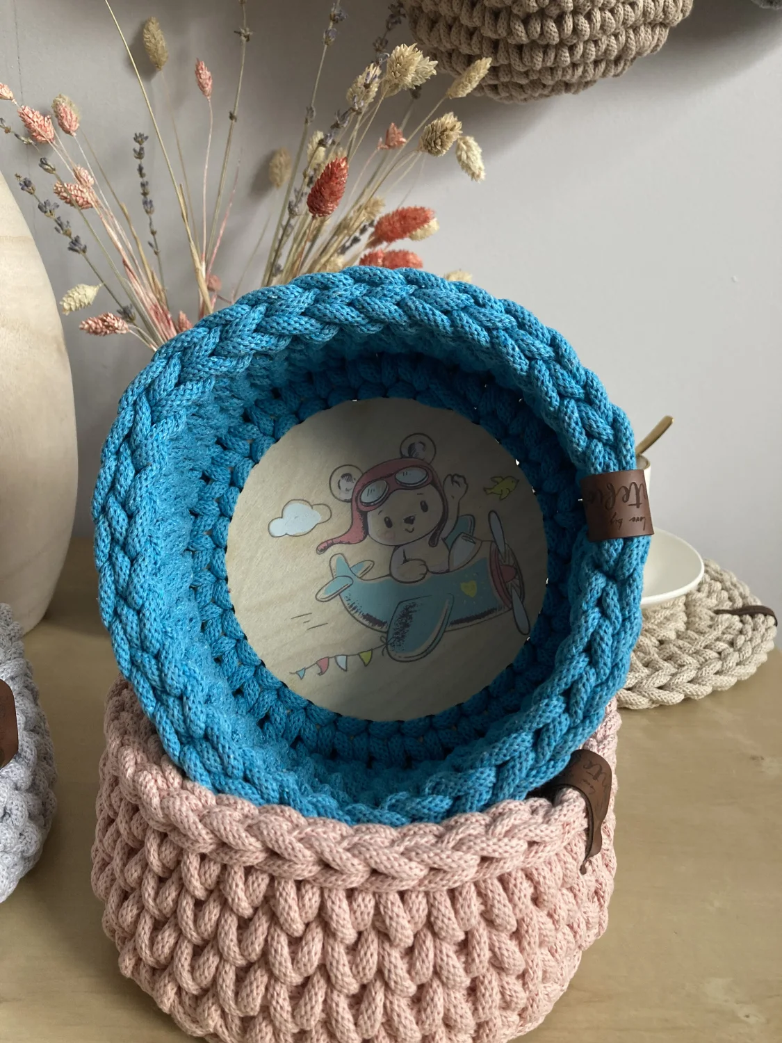 Koszyk dekoracyjny 17 cm | drewniane dno | TURKUS