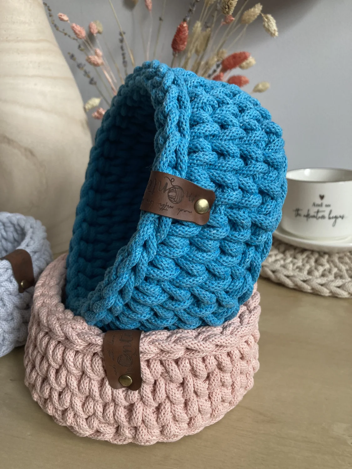 Koszyk dekoracyjny 17 cm | drewniane dno | TURKUS