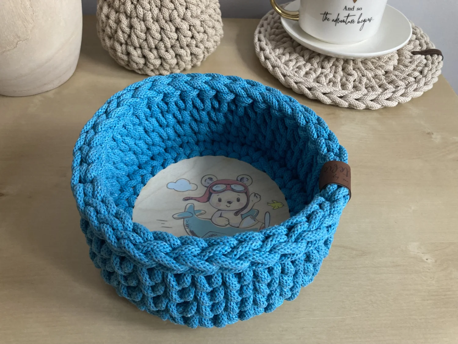 Koszyk dekoracyjny 17 cm | drewniane dno | TURKUS