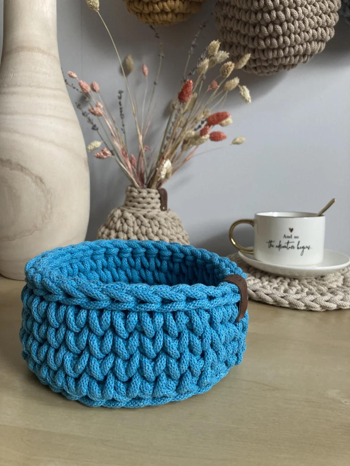 Koszyk dekoracyjny 17 cm | drewniane dno | TURKUS