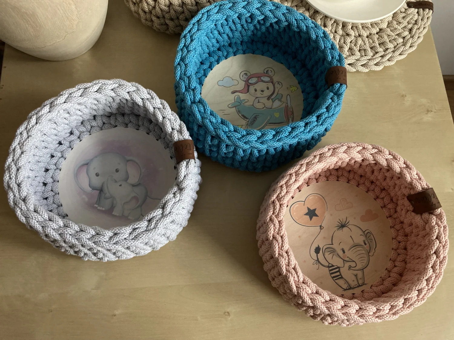 Koszyk dekoracyjny 17 cm | drewniane dno | POPIEL