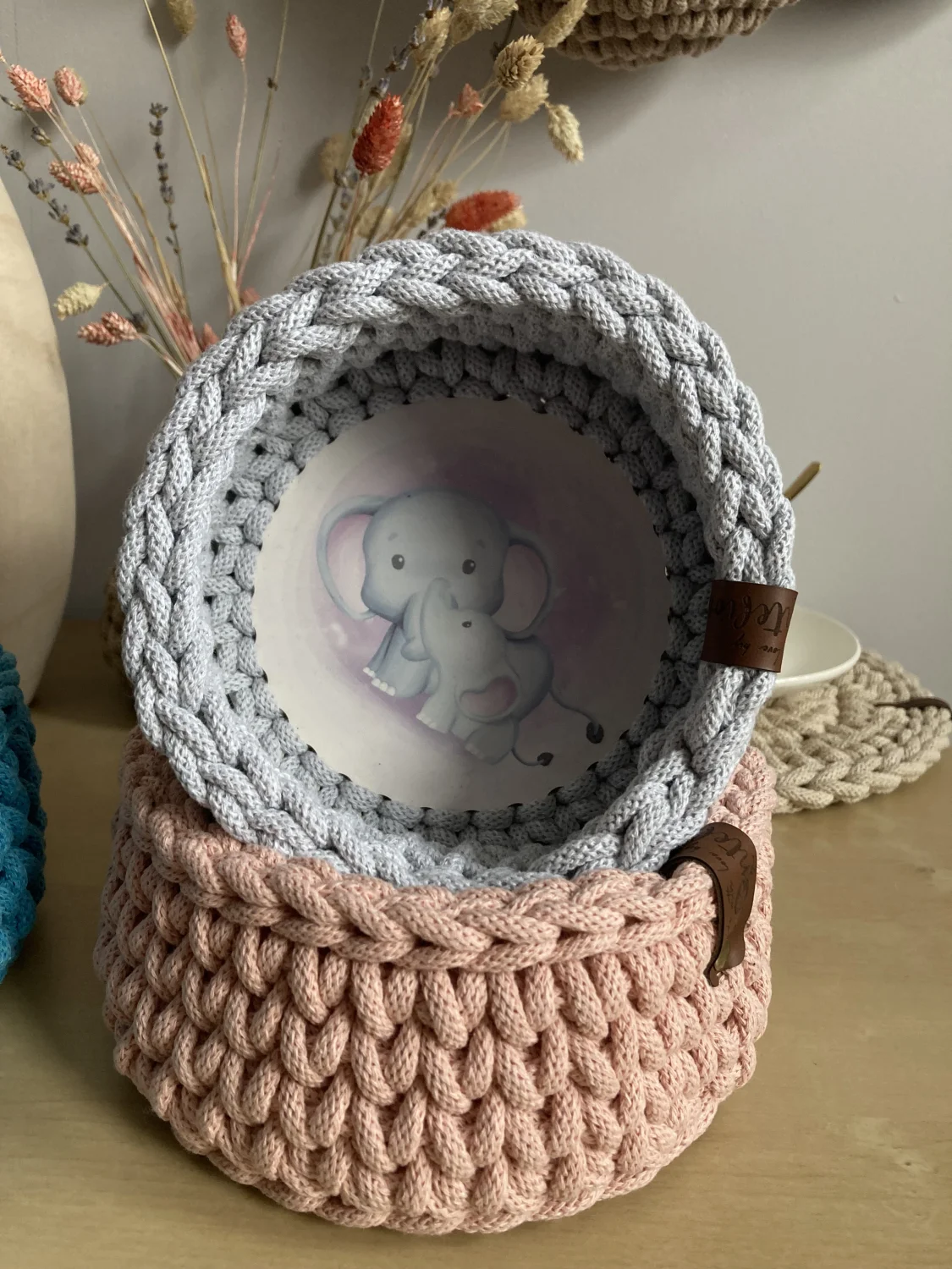 Koszyk dekoracyjny 17 cm | drewniane dno | POPIEL