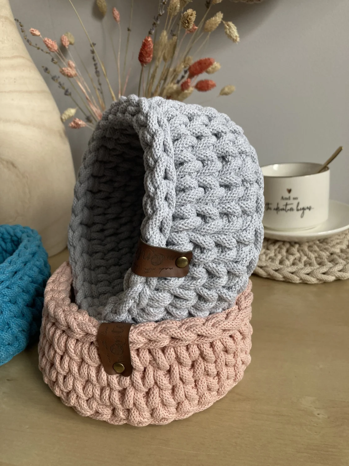 Koszyk dekoracyjny 17 cm | drewniane dno | POPIEL