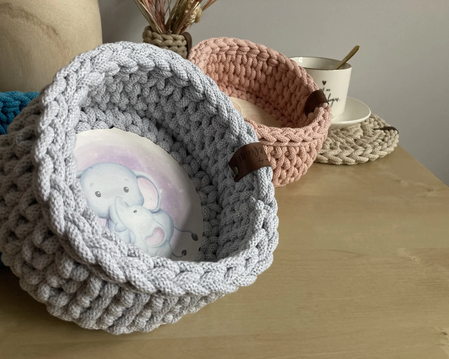 Koszyk dekoracyjny 17 cm | drewniane dno | POPIEL