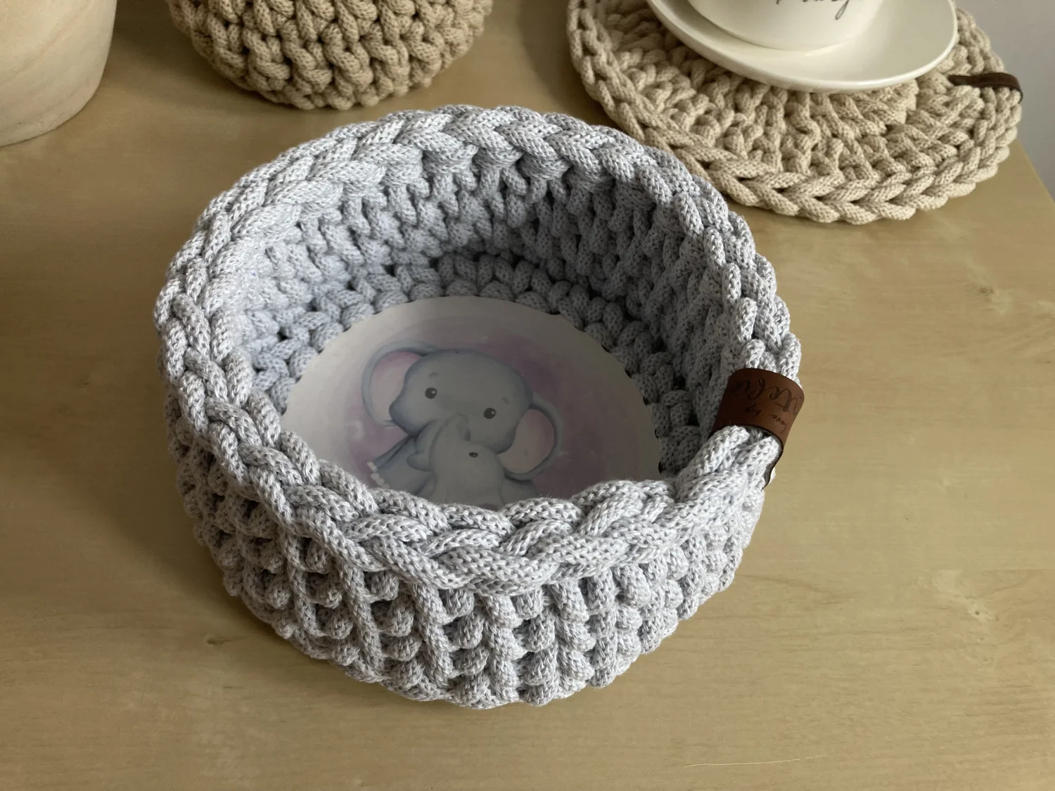 Koszyk dekoracyjny 17 cm | drewniane dno | POPIEL