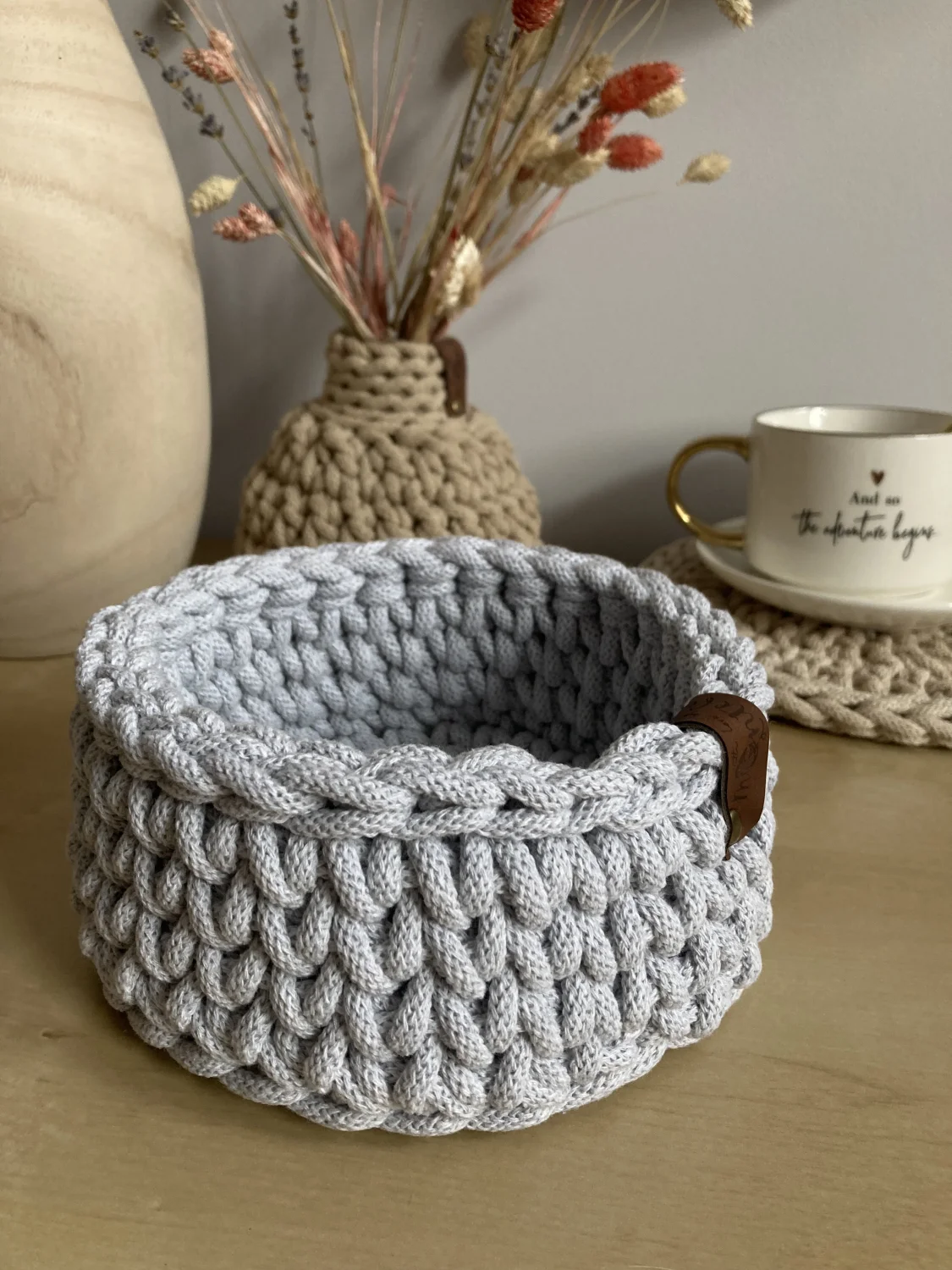 Koszyk dekoracyjny 17 cm | drewniane dno | POPIEL